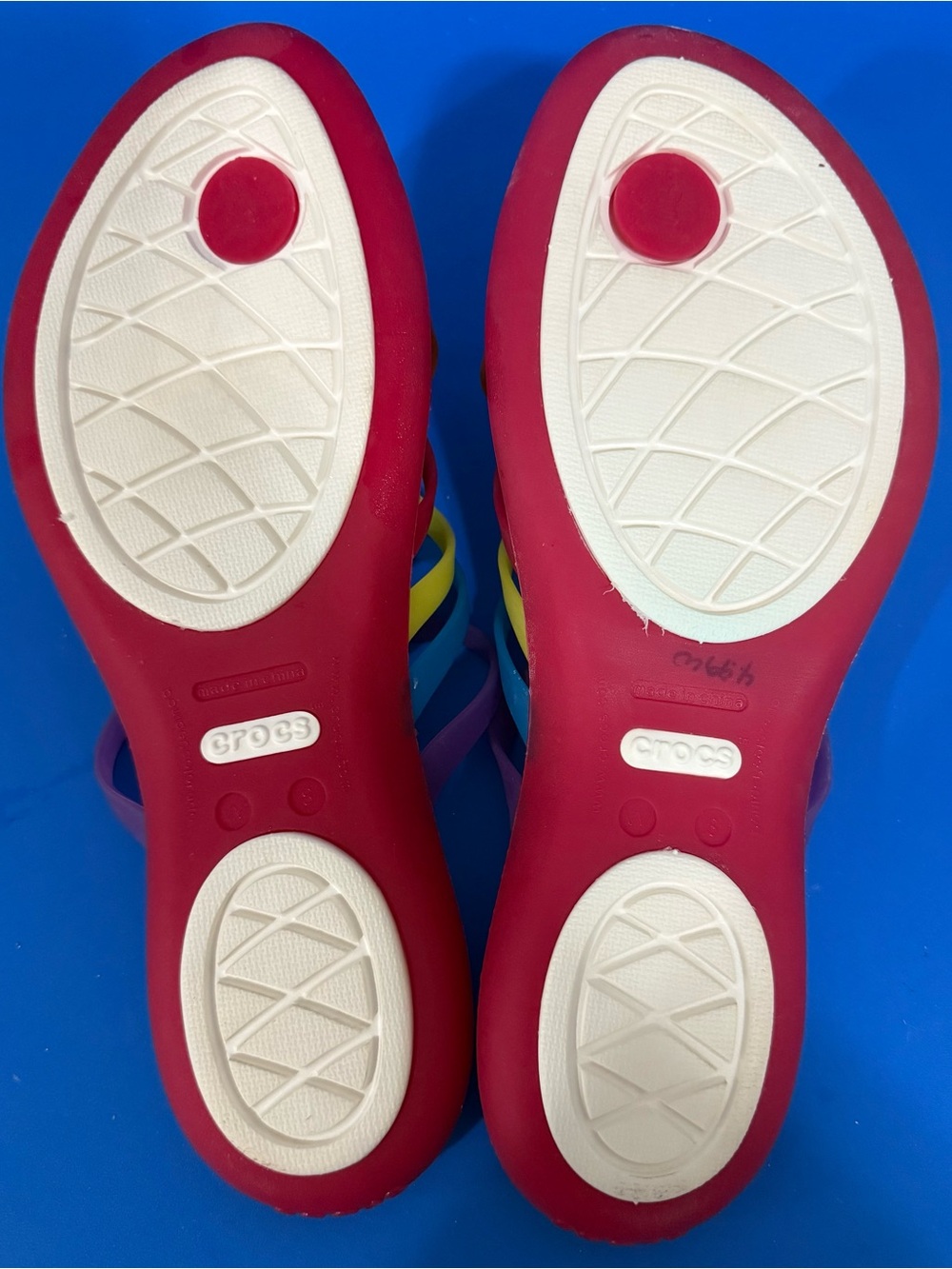 Crocs Huarache Flat Sandals Womens Rainbow Jelly Flip-Flops Thongs Flats Size 8 - Picture 8 of 9
